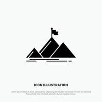 Success Mountain Peak Flag  solid Glyph Icon vector