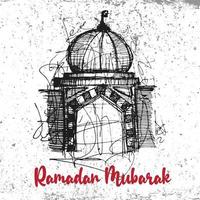 Ramadan Mubarak Chaotic Lines Doodles vector