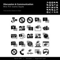 discussion and communication icon set vector