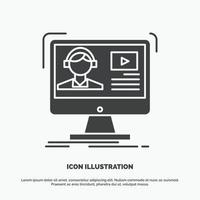 tutorials. video. media. online. education Icon. glyph vector gray symbol for UI and UX. website or mobile application