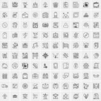 conjunto de 100 iconos de línea de negocios creativos vector