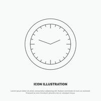 Clock Office Time Wall Watch Line Icon Vector