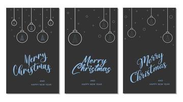 Merry Christmas and Happy New Year greeting cards. vector
