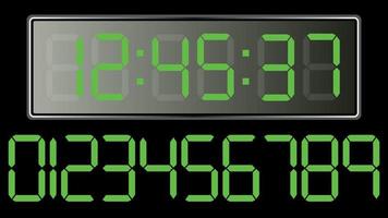 Electronic clock. A set of digits for an electronic watch vector