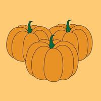 diseño vectorial de calabaza aislado con fondo naranja. conjunto de iconos planos de calabaza. bandera kit halloween, verduras. vector