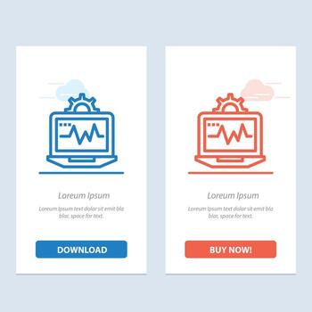 Laptop Computer Setting Computing  Blue and Red Download and Buy Now web Widget Card Template vector