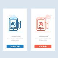 Music Mobile Cell Education  Blue and Red Download and Buy Now web Widget Card Template vector