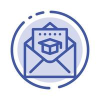 Cap Education Graduation Mail Blue Dotted Line Line Icon vector