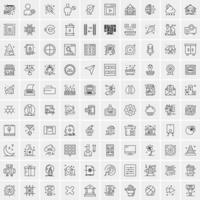 paquete de 100 iconos de líneas universales para móviles y web vector