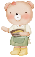 aquarela de personagem animal urso fofo png