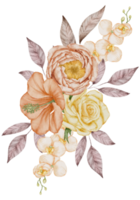 aquarela laranja floral botânico png