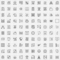 Pack of 100 Universal Line Icons for Mobile and Web vector