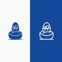 Gift Boiled Easter Egg Food Line and Glyph Solid icon Blue banner Line and Glyph Solid icon Blue ban vector