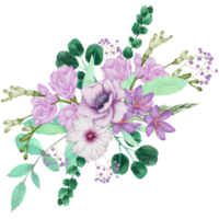 acuarela violeta floral botánico png