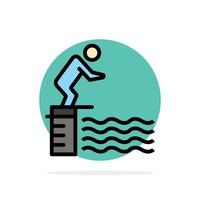 buceo salto plataforma piscina deporte círculo abstracto fondo color plano icono vector