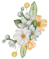 acuarela amarillo floral botánico png