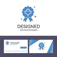 Creative Business Card and Logo template Leaf Award Badge Quality Vector Illustration