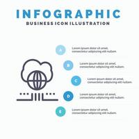 World Marketing Network Cloud Line icon with 5 steps presentation infographics Background vector