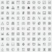 paquete de 100 iconos de líneas universales para móviles y web vector