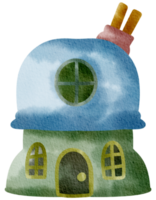 liten hus vattenfärg tecknad serie söt png