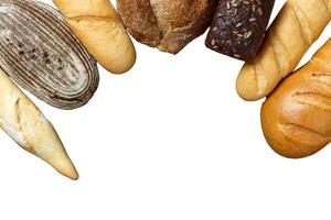 assorted breads isolated on a white background photo