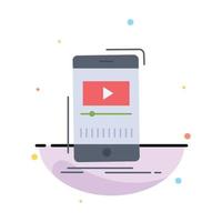 media music player video mobile Flat Color Icon Vector