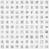 paquete de 100 iconos de líneas universales para móviles y web vector