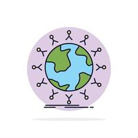 global student network globe kids Flat Color Icon Vector