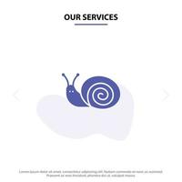 Our Services Bug Easter Snail Spring Solid Glyph Icon Web card Template vector