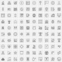 paquete de 100 iconos de líneas universales para móviles y web vector