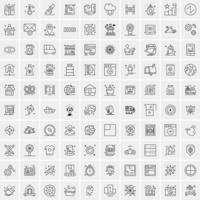 paquete de 100 iconos de líneas universales para móviles y web vector