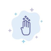 Finger Four Gesture Arrow Up Blue Icon on Abstract Cloud Background vector