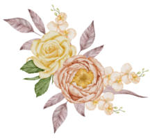 aquarela laranja floral botânico png