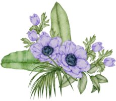 acuarela violeta floral botánico png