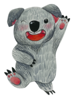 Cute bear animal character watercolor png