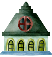 Little house watercolor cartoon cute png