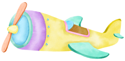 flygplan vattenfärg tecknad serie söt png