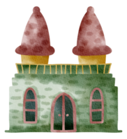 liten hus vattenfärg tecknad serie söt png