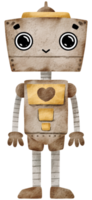 carino robot mano dipingere acquerello png