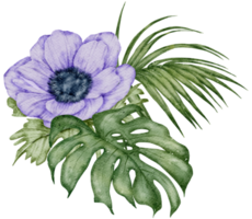 acuarela violeta floral botánico png