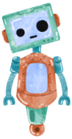 Cute Robot hand paint watercolor png