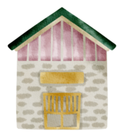 petite maison aquarelle dessin animé mignon png