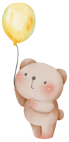 aquarela de personagem animal urso fofo png