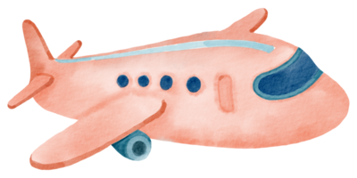 desenho de aquarela de avião fofo png