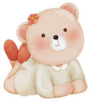 Cute bear animal character watercolor png