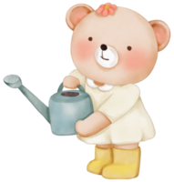 Cute bear animal character watercolor png