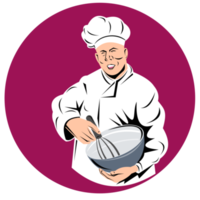 chef cook baker holding mixing bowl png