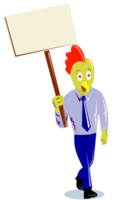 rooster chicken office worker protesting placard sign png