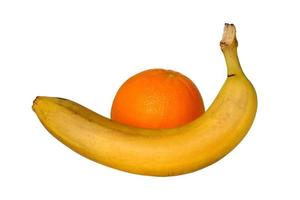 Banana and orange isolated photo