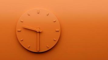 Minimal Orange clock 9 30 Half past Nine o'clock abstract Minimalist wall clock 21 30 3d Illustration photo